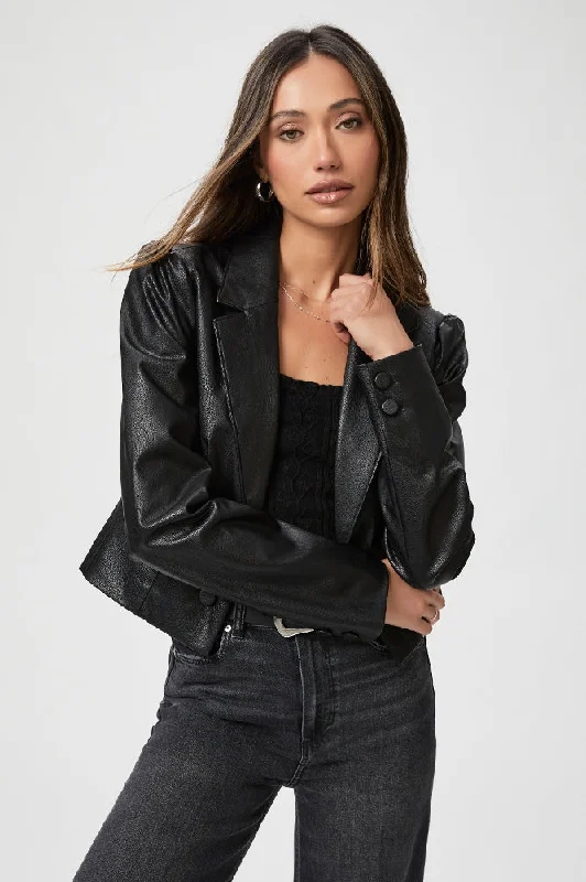 breathable jacketPaige Argentina Blazer in Black Faux Leather