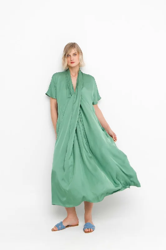 evening dressOzai N Ku Satin Long Green Dress