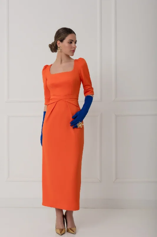 trendy dressMatilde Cano Naranja Midi Raso Dress