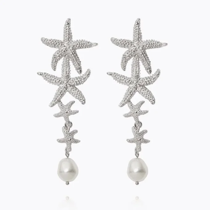 Price Meltdown Caroline Svedbom Falling Sea Star Earrings Rhodium Pearl