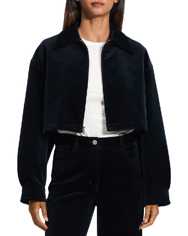 Markdown Madness Theory Velvet A-Line Zip Jacket