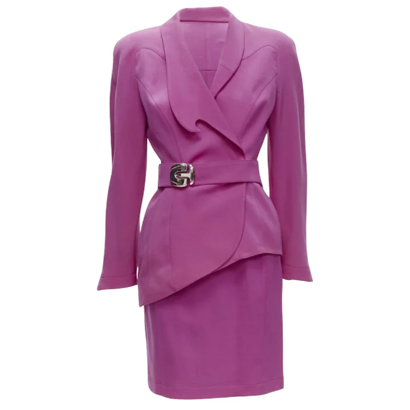 Closeout Thierry Mugler curved lapel metal buckle blazer