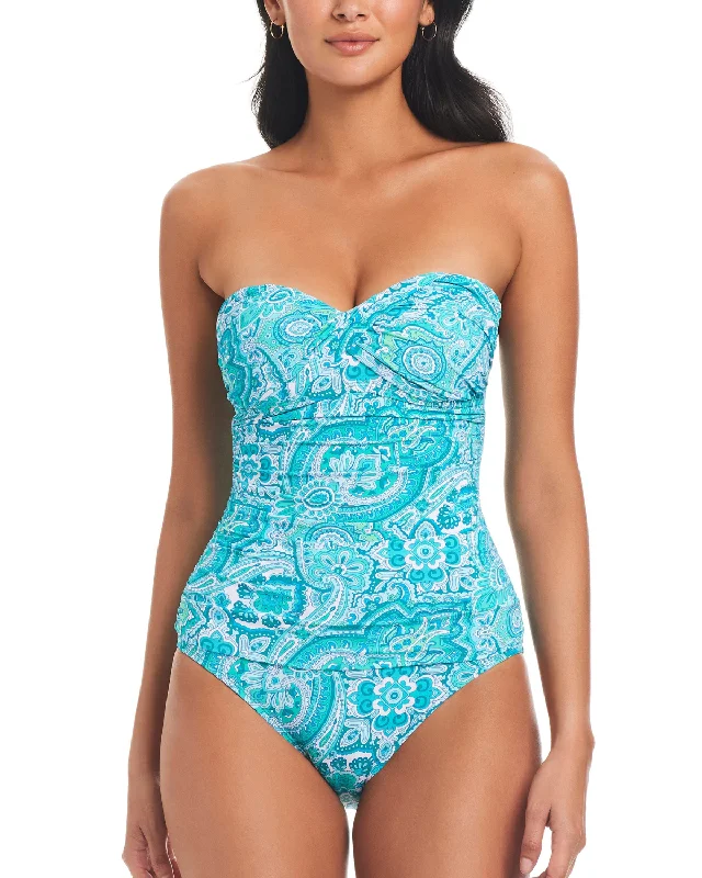 Fantastic Offers 2024 Bleu by Rod Beattie Coastal Cool Twisted Bandeau One Piece Swimsuit - Rbcc24647 Twist Bandeau 1Pc COASTAL COOL