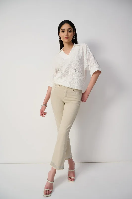 vintage-inspired dressJoseph Ribkoff Moonstone Classic Straight - Leg Jean With Frayed Hem