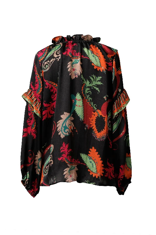 Time-Limited Offer Emily Lovelock Black Bamberg Satin Top