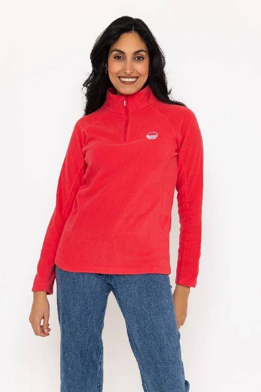 1/2 Zip Recycled Polar Fleece in Coral