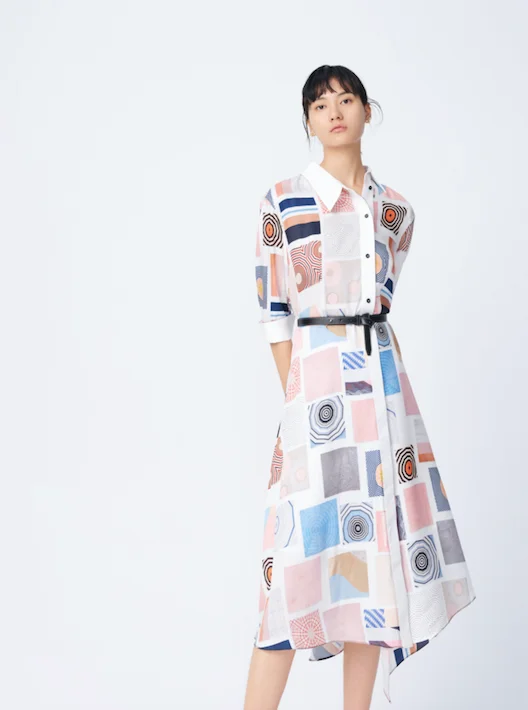 Act Fast Lily Abstract Printed Shirt Dress
