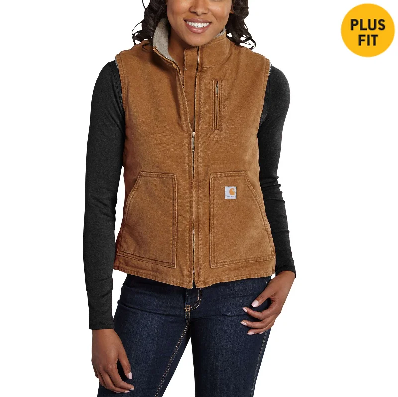 Deal Dash Sandstone Mock-Neck Vest/Sherpa-Lined