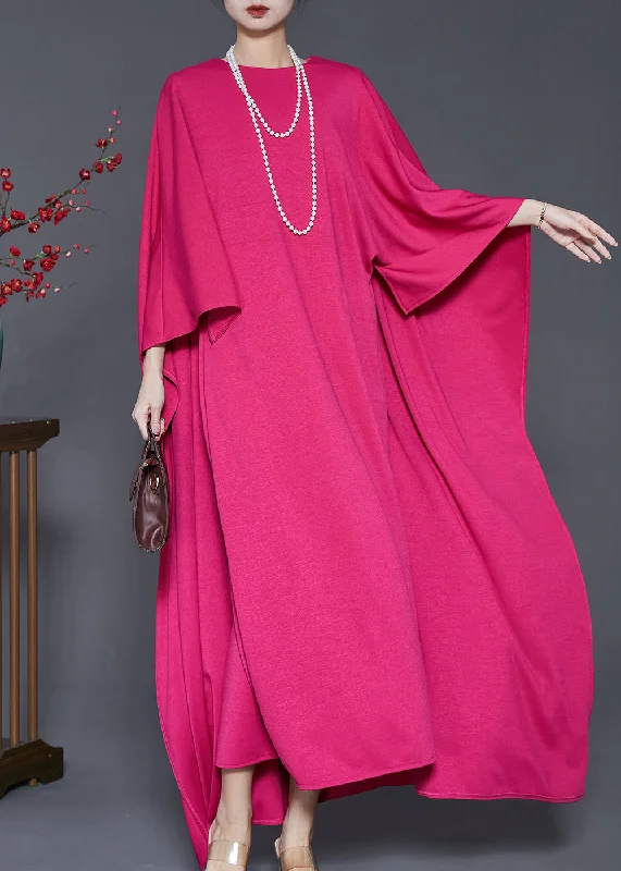 Big Savings Elegant Rose Oversized Cotton Maxi Dress Cloak Sleeves
