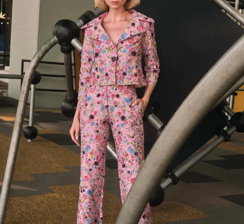 Holiday Sale Afia Floral Embellished Jacket In Pink Multi