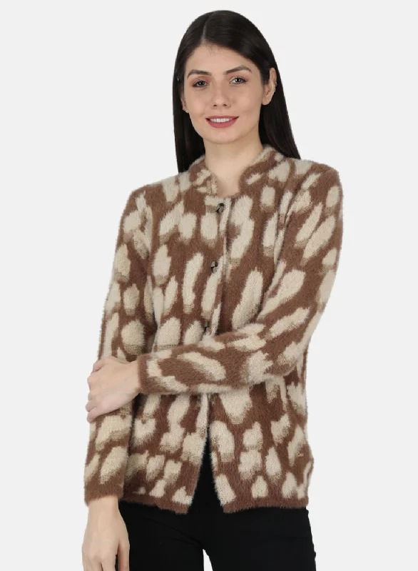 Online Specials Women Brown Self Design Coat