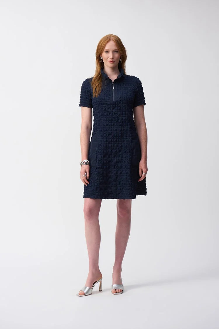 wrap-around dressJoseph Ribkoff Midnight Blue Bubble Jacquard A-Line Dress