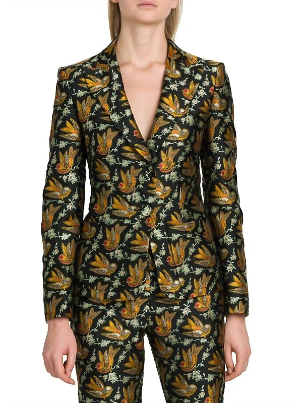 Closeout Sale Bird Jacquard Jacket In Black
