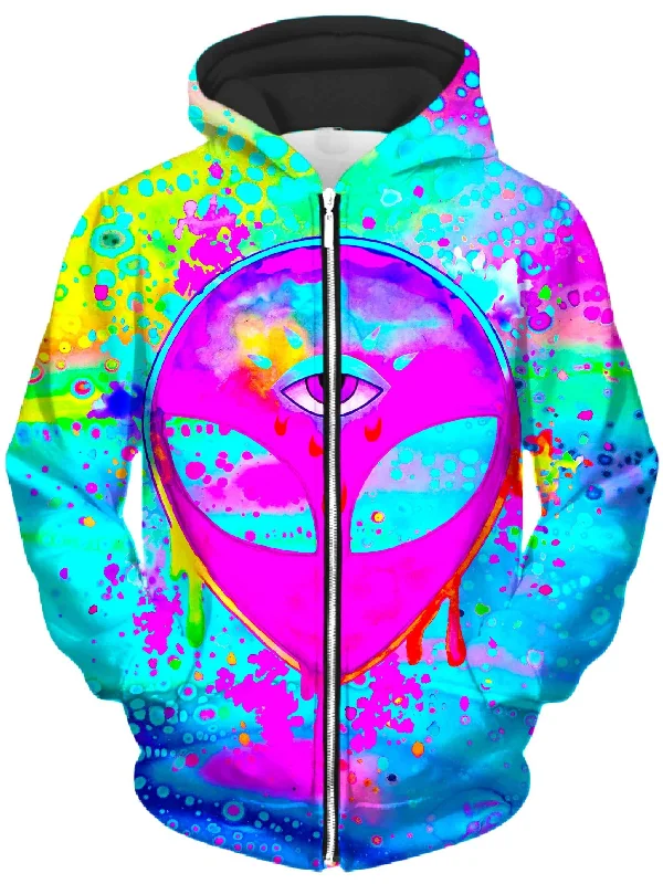 Act Fast Alien Melt Pink Unisex Zip-Up Hoodie