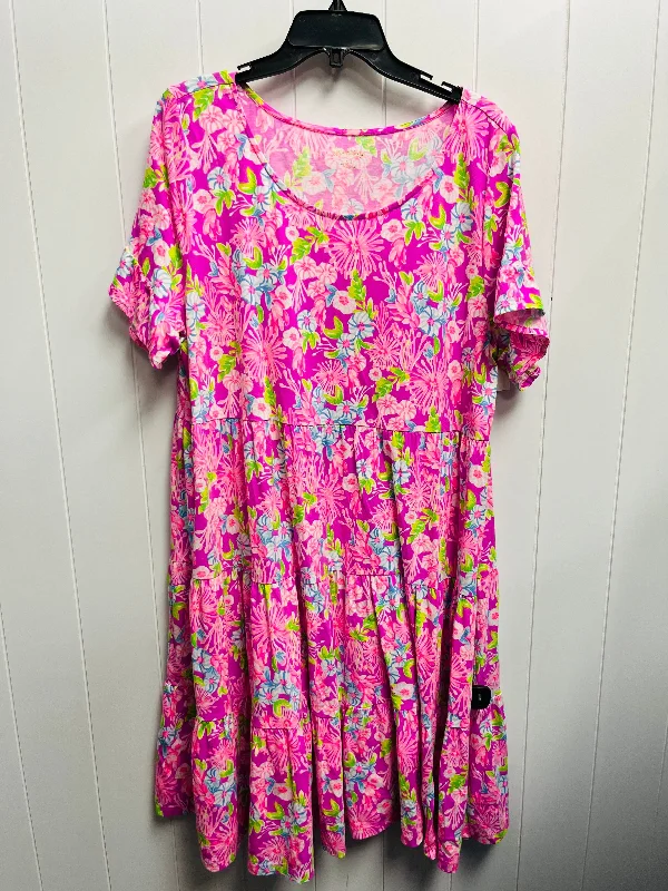 Online Only Dress Designer By Lilly Pulitzer In Green & Pink, Size: Xxl