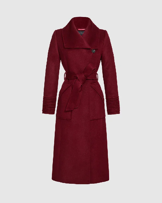 functional coatBaby Alpaca Long Wide Collar Wrap Coat