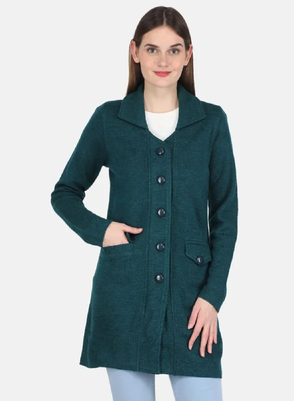 trendy bomber coatWomen Green Self design Coat