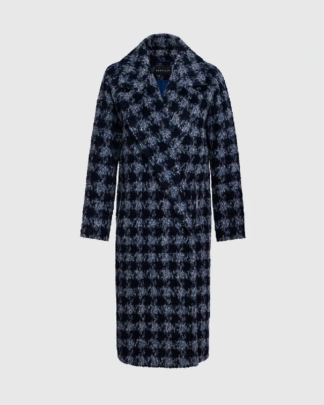 Fantastic Deals Houndstooth Alpaca Long Raglan Sleeve Notched Collar Coat