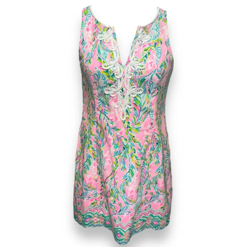 Midnight Sale Dress Designer By Lilly Pulitzer In Green & Pink, Size: 12
