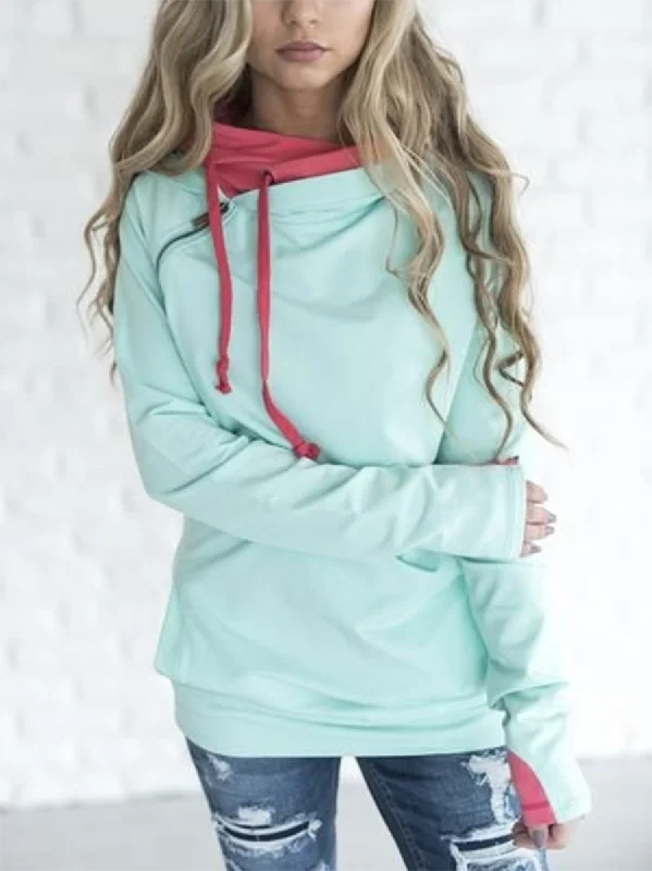 Hurry In Colorblock Hooded Long Sleeve Sweatshirt