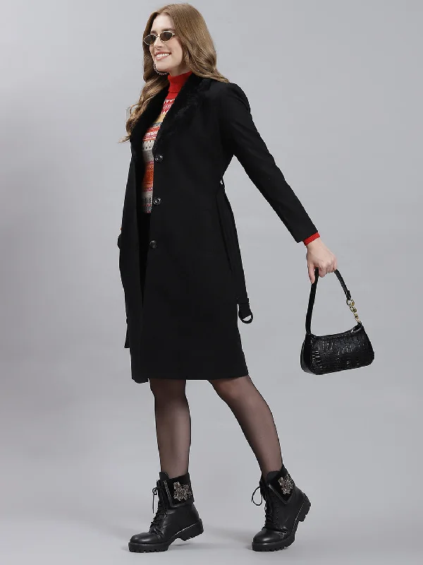 Best Bargains Women Black Plain Long Coat