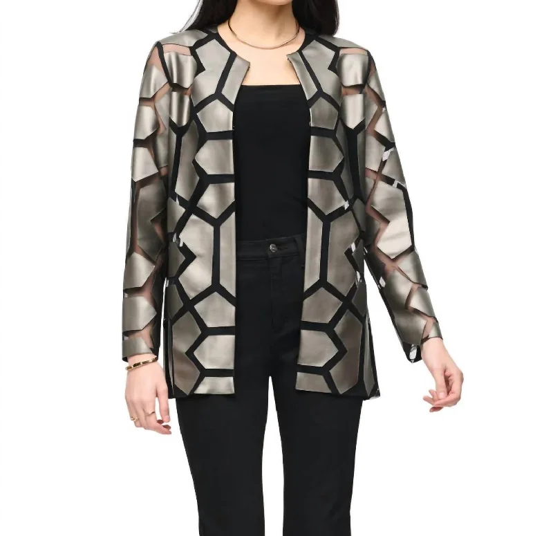 Deal Zone Two-Toned Geometric Print Jacket In Grey/black