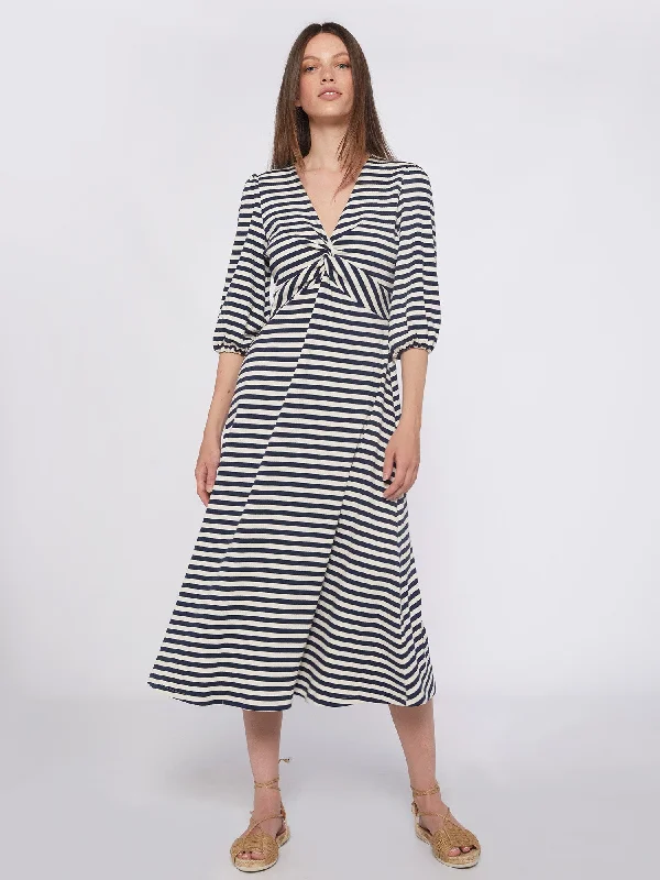 casual midi dressVilagallo Carolina Navy Stripe Dress