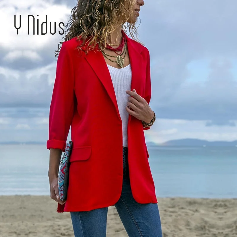 Closeout Sale Slim Blazers Women Autumn Suit Jacket Female Work Office Lady Suit Black None Button Business Notched Blazer Coat Fashion Zevrez Closeout Sale Slim Blazers Women Autumn Suit Jacket Female Work Office Lady Suit Black None Button Business Notched Blazer Coat Fashion Zevrez