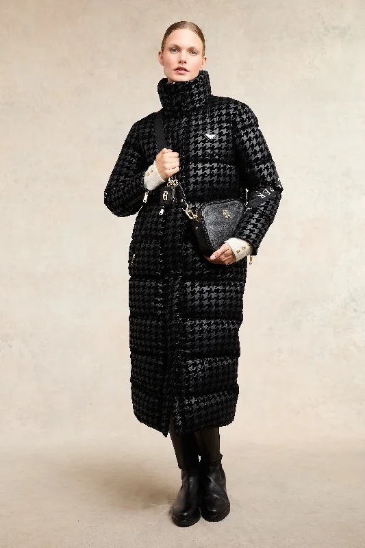 fitted trench coatCamden Longline Coat (Mono Houndstooth)