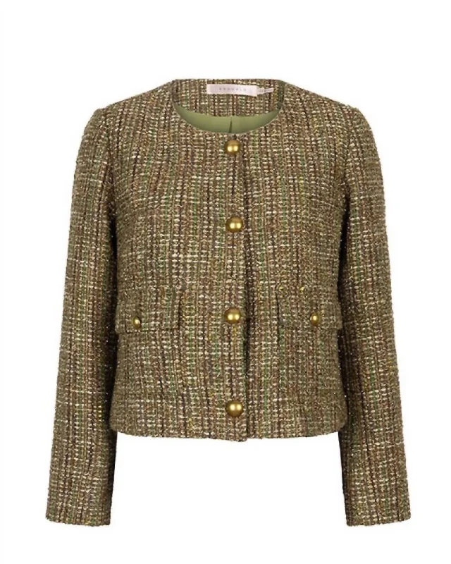 Instant Discount Women's Tweed Blazer In Green Tweed
