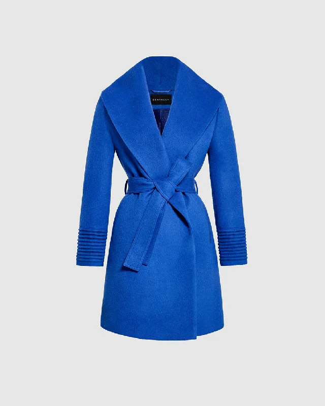 Special Discount Baby Alpaca Mid Length Shawl Collar Wrap Coat