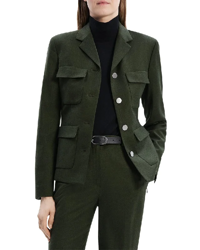 Extra Discounts Theory Flannel Wool Military Jacket