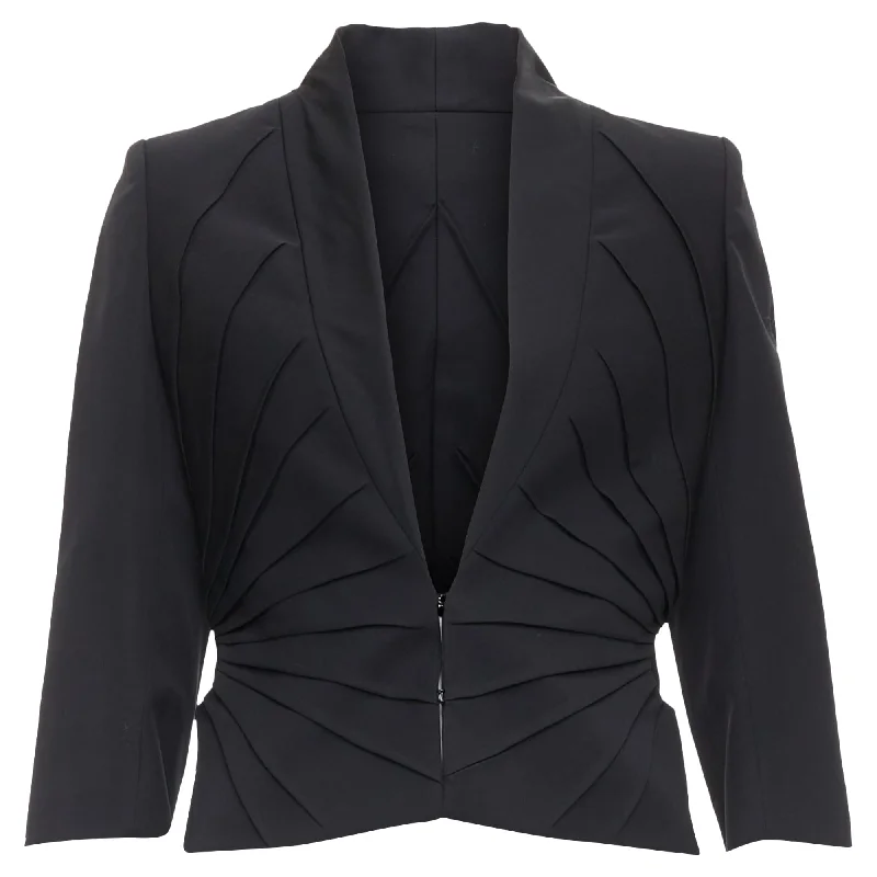 Price Break Alexander McQueen virgin wool contour pleated dart blazer