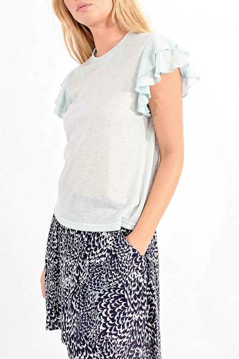Amazing Deals Molly Bracken Pale Green Ruffle Sleeve Top