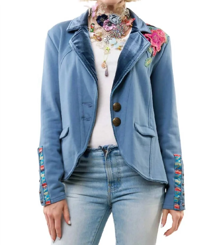 Markdowns Elise Embellished Blazer In Vintage Blue