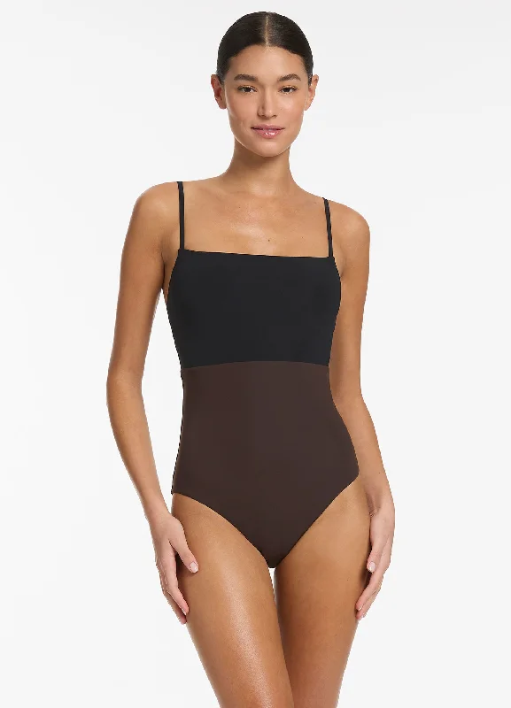Price Smash Versa Tank One Piece - Black/Chocolate