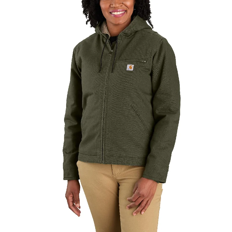 Limited Time Offer Loose Fit Washed Duck Sherpa Lined Jacket