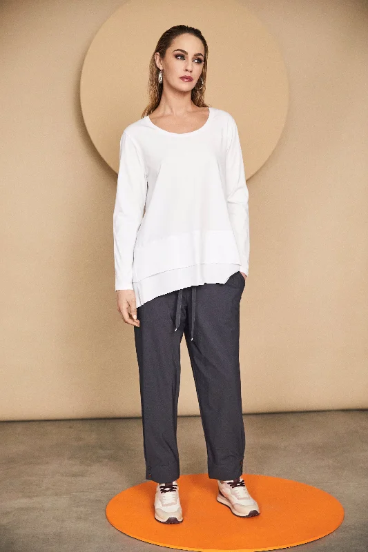 Act Fast Naya White Top With Panel Hem