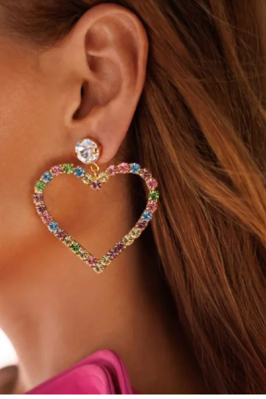 Limited Availability Caroline Svedbom Heart Statement Earrings Pastel Combo