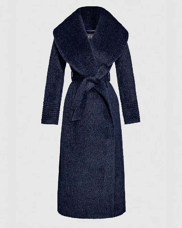 urban street coatBouclé Alpaca Maxi Wide Shawl Collar Wrap Coat