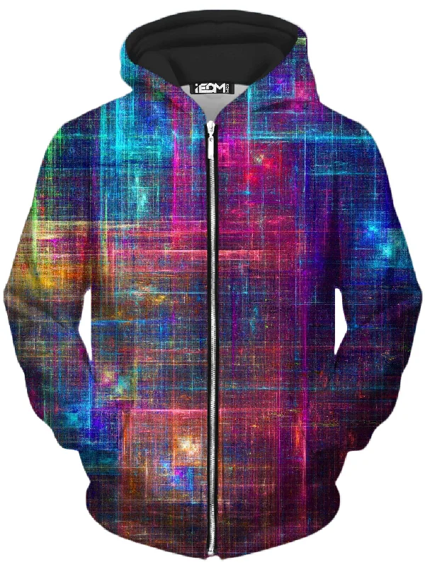 Psychedelic Matrix Rainbow Unisex Zip-Up Hoodie