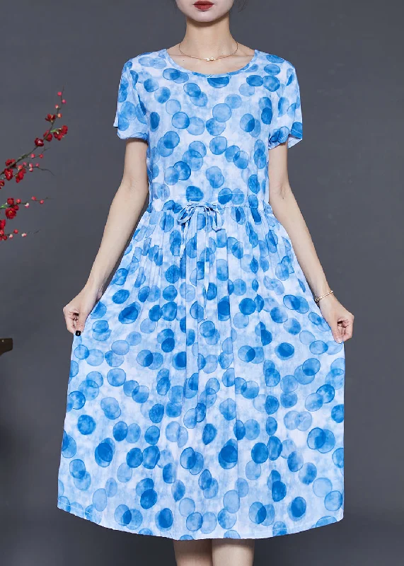 Loyalty Reward Boutique Blue Cinched Print Cotton Dress Summer