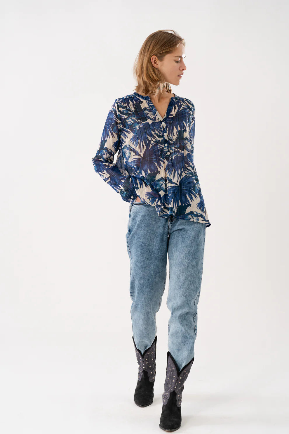Price Buster Lollys Laundry Blue Helena Long Sleeved Shirt