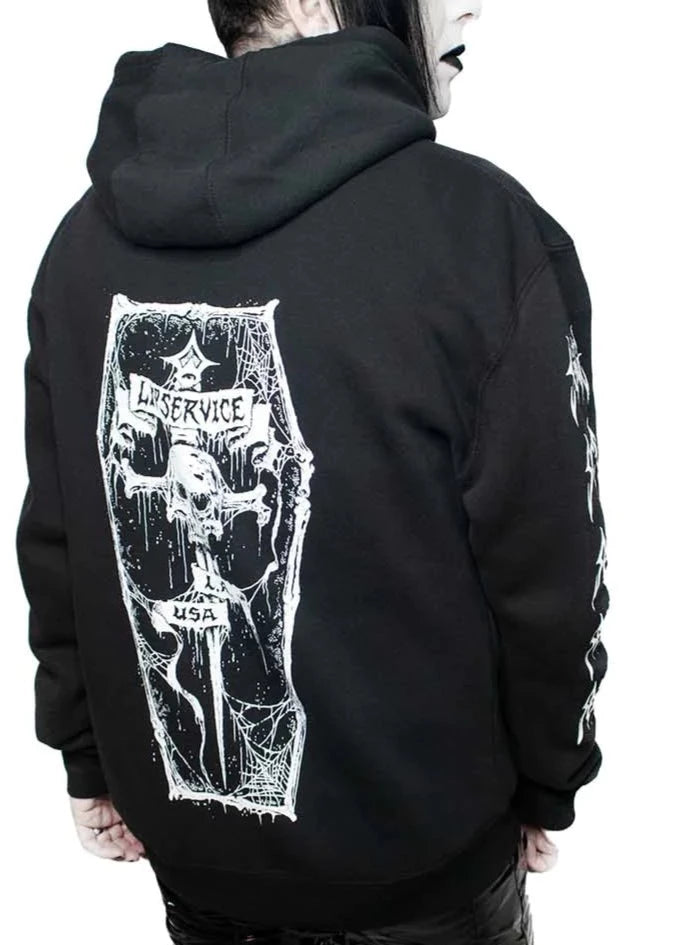 Instant Discount UNISEX Black/White Dagger Coffin Zip Hoodie