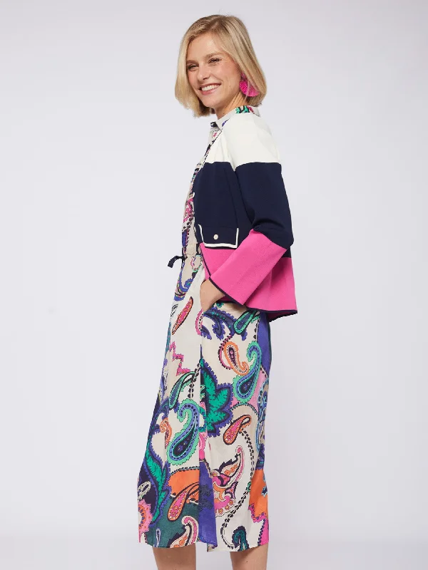 Deep Discounts Vilagallo Ecru/Navy Colour Block Cardigan