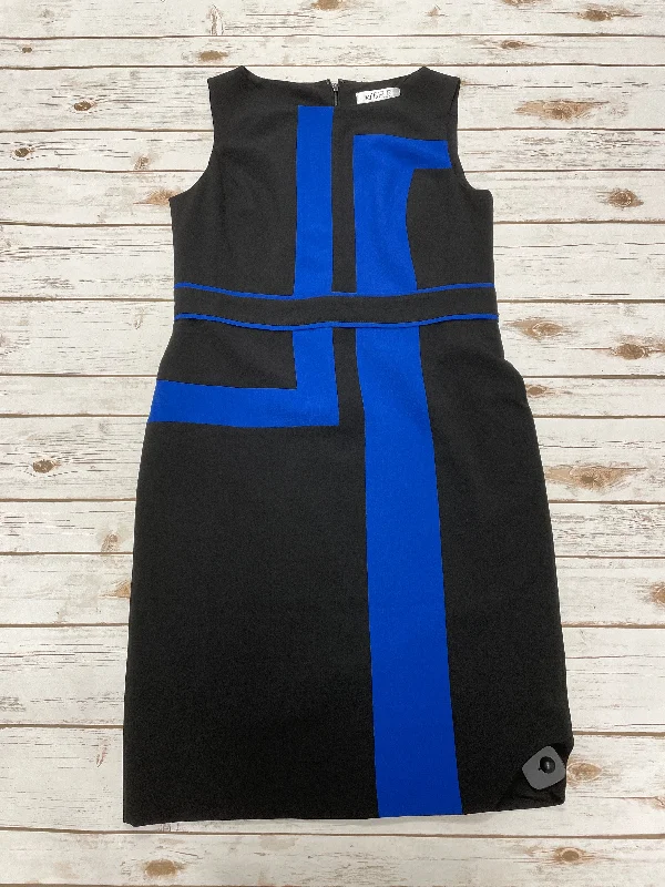 Epic Deals Dress Casual Midi By Kasper In Black & Blue, Size: L