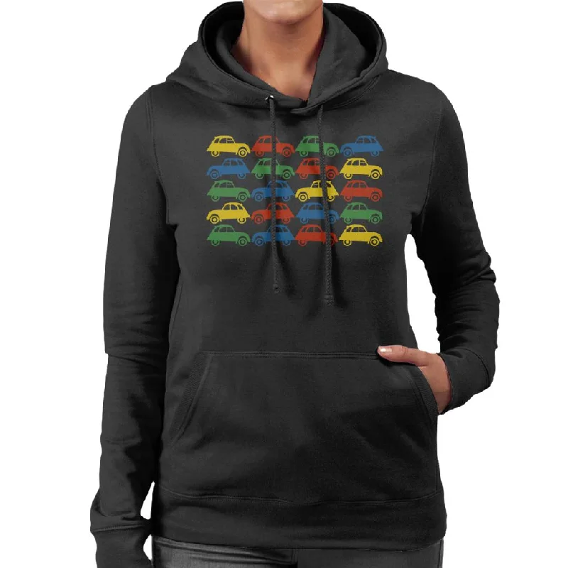 Citroën 2CV Vintage Multi Colour Pattern Women's Hooded Sweatshirt