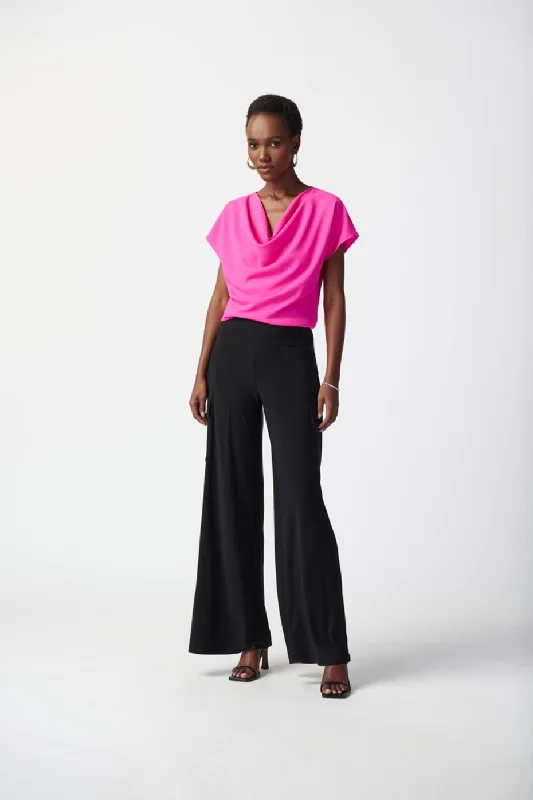 Price Drop Joseph Ribkoff Ultra Pink Woven Cowl Neck Top