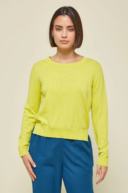 Overstock Md'M Cannon Jersey Knitted Lime Sweater