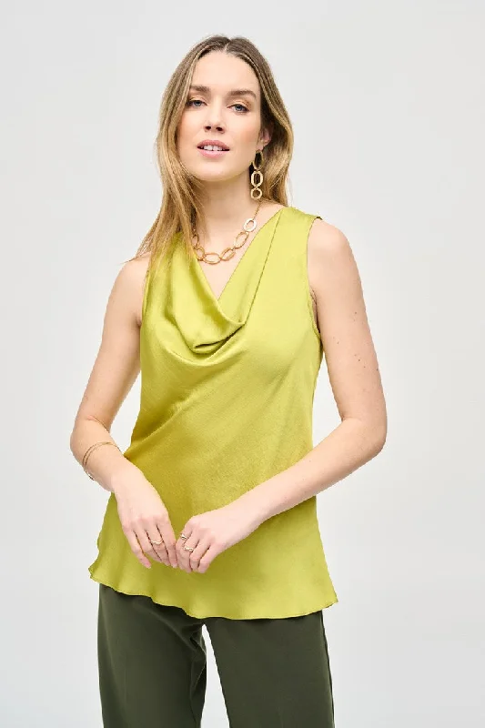 Limited Stock Joseph Ribkoff Wasabi Satin Straight Sleeveless Top